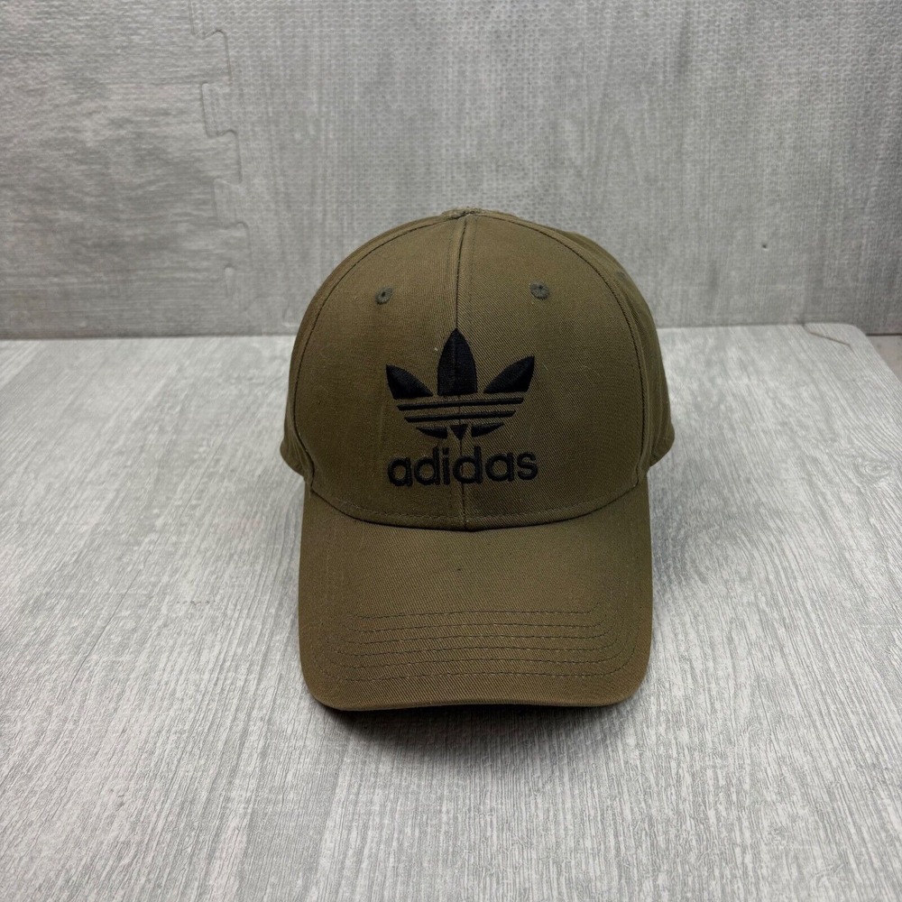 Vintage Y2k Adidas Hat Cap Snap Back Olive Green Trefoil Logo Skateboarding
